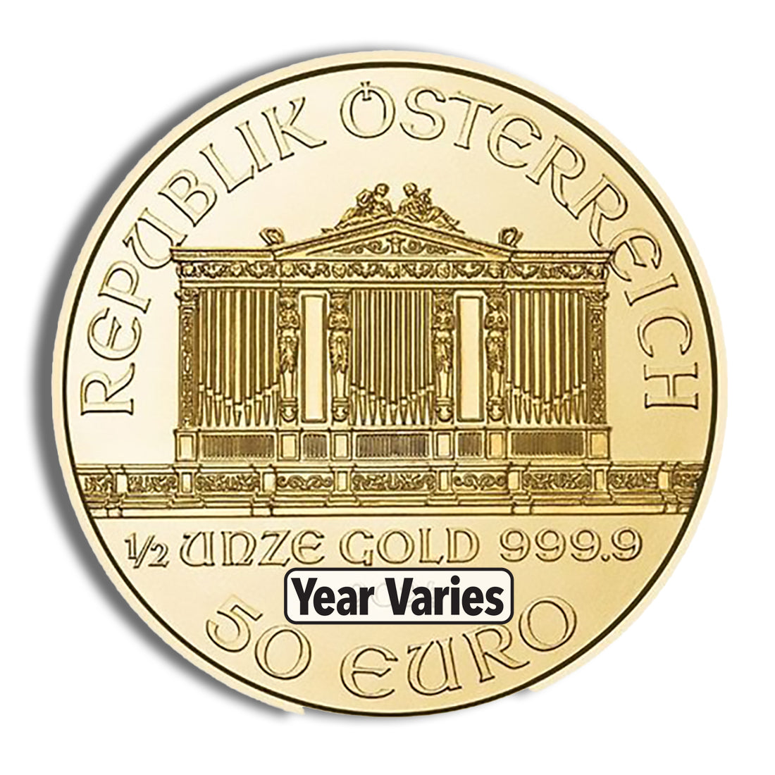 1/2 oz Austrian Philharmonic Gold Coin (Year Varies)