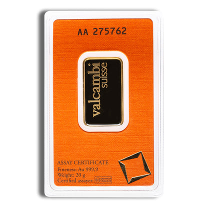 20 gram Gold Bar - Valcambi (Carded)