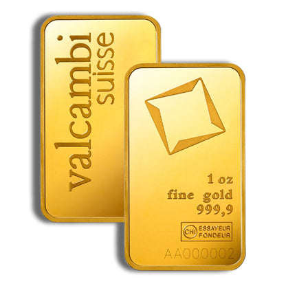 1 oz Gold Bar - Valcambi (Carded)